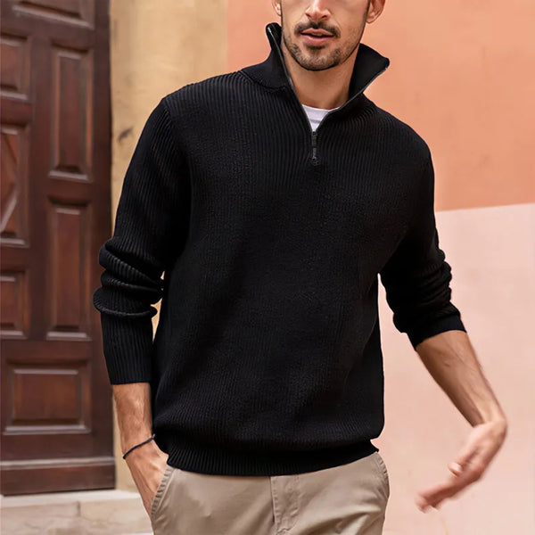 Elegant High-Collar Men’s Zip Polo